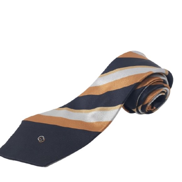 Gucci Black and Gold Stripe Silk Tie